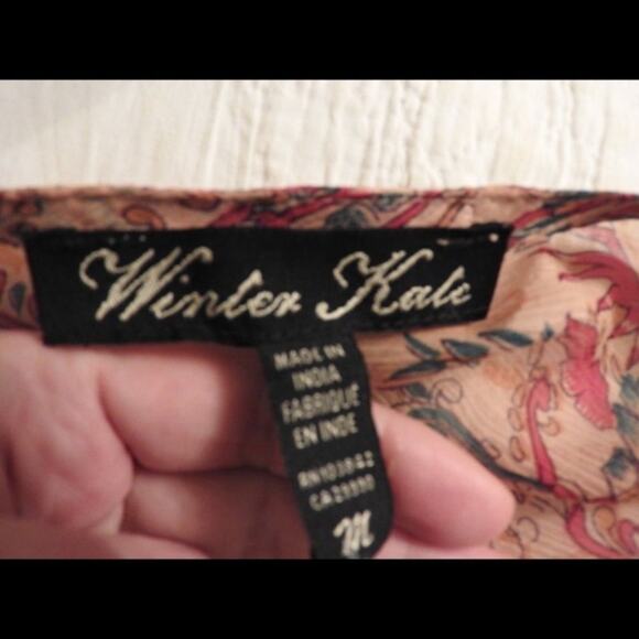 WINTER KATE FRINGED KIMONO SLEEVE TOP MADE OF VINTAGE SILK M - Picture 4 of 5